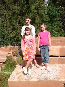 On giant blocks of sandstone at the "Slipstensmuseet" (or grindstone museum) in Mässbacken.