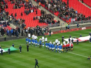 The teams coming out